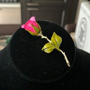 Vintage Rose enamel brooch